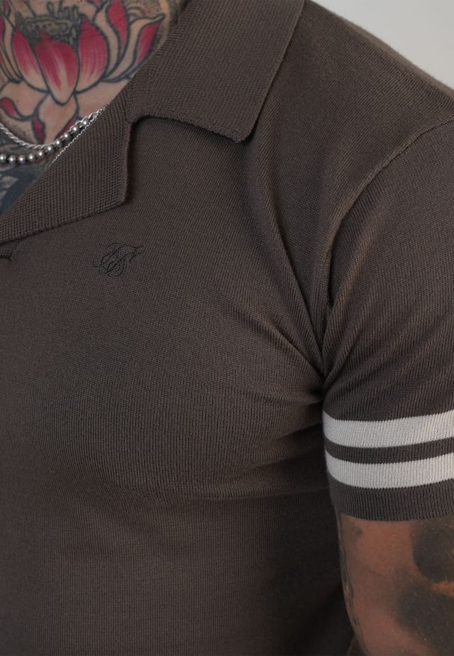 SikSilk SikSilk Men's Tournament Revere Polo in Brown - 2