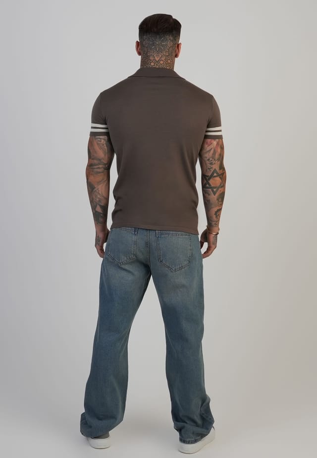 SikSilk SikSilk Men's Tournament Revere Polo in Brown - 3