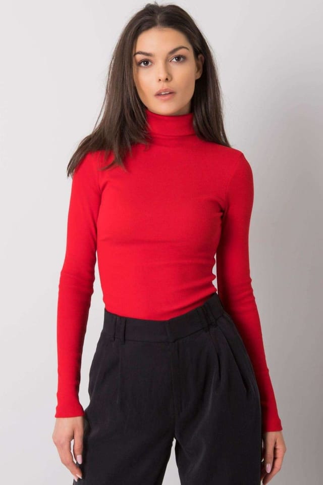 Love Lace Love Lace Women's One Color Fitted Long Sleeve Turtleneck Style 173403 in Red - 2