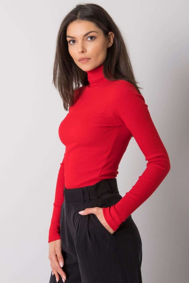 Love Lace Love Lace Women's One Color Fitted Long Sleeve Turtleneck Style 173403 in Red - 3