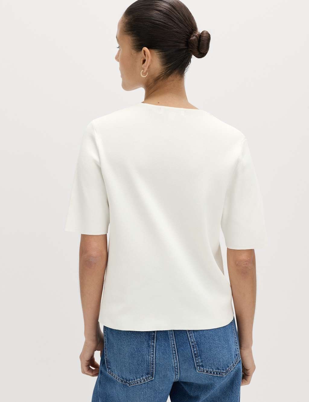 Marks & Spencer M&S V-Neck Button Through Slim Fit Cardigan Soft White - 3