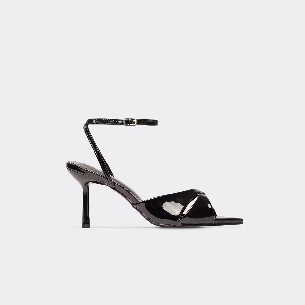 EGO Grange Cross Over Strap Pointed Toe Heel In Black Patent, Women's Size UK 3