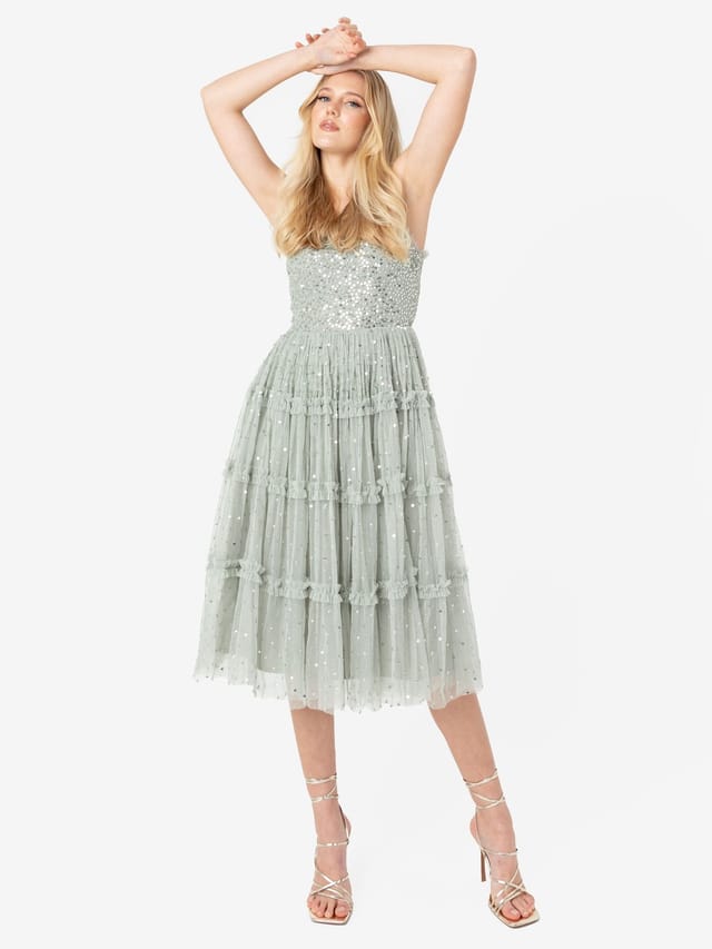 Maya Deluxe Maya Deluxe Women's Embellished Cami Midi Dress with Frill Detail in Mint - 2