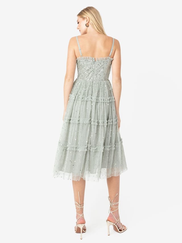 Maya Deluxe Maya Deluxe Women's Embellished Cami Midi Dress with Frill Detail in Mint - 3