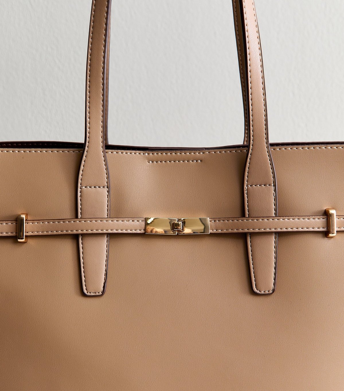 New Look Mink Faux Leather Belted Tote Bag Vegan New Look - 3