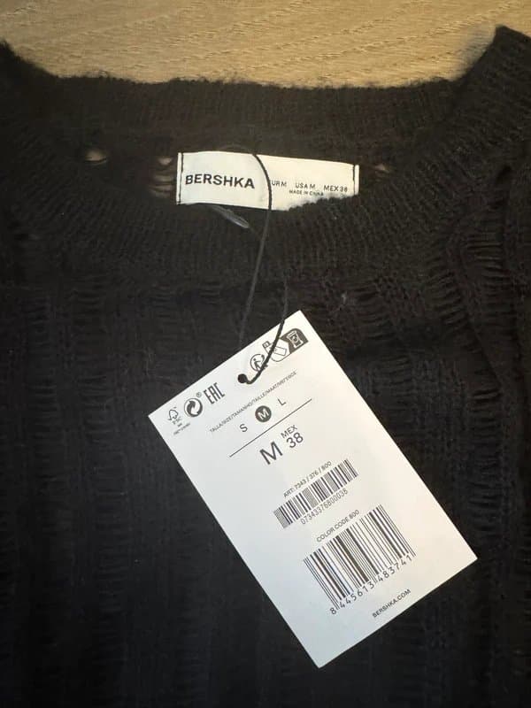 Bershka BNWT Bershka Black Open Knit Laddered Jumper – Size Medium
