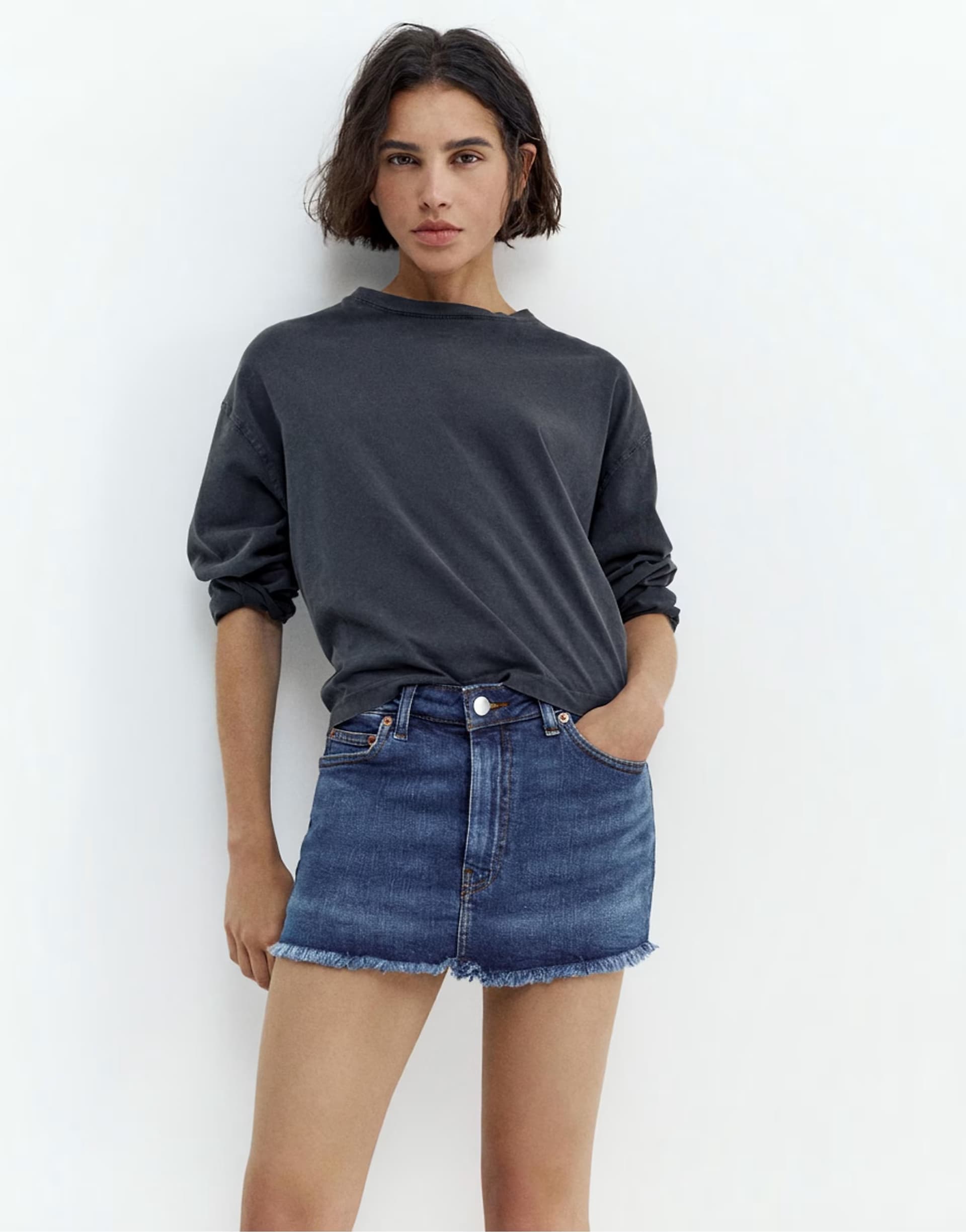 ASOS Pull&Bear Denim skort in dark blue