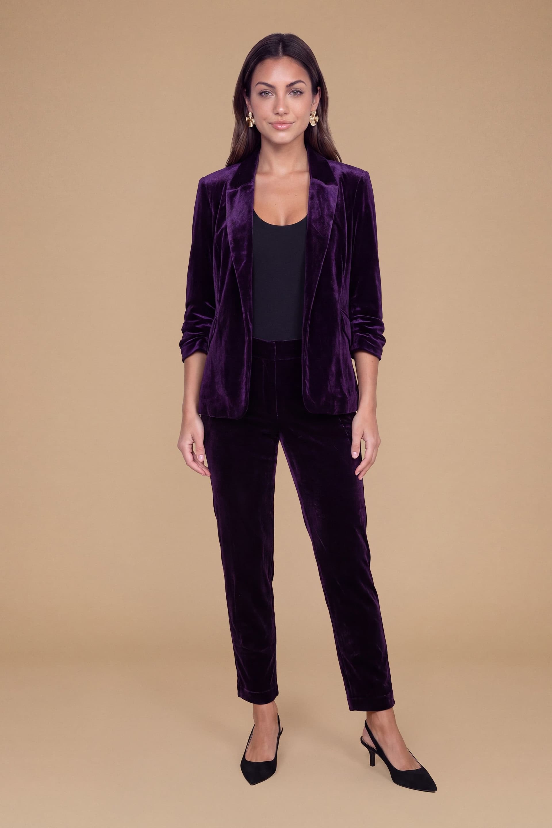 Dorothy Perkins Dorothy Perkins Women's Petite Velvet Blazer in Midnight Purple
