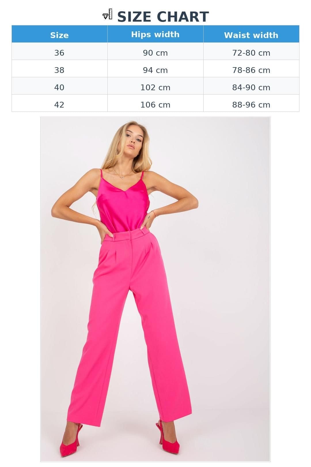 Love Lace Love Lace Women's Wide Leg Fabric Trousers with Zipper & Hook in Pink - 4