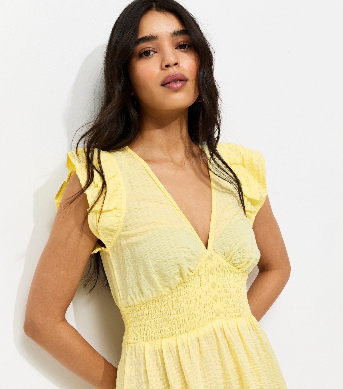 New Look Women's Light Yellow Ruffled Cap Sleeve Midi Dress New Look - 2