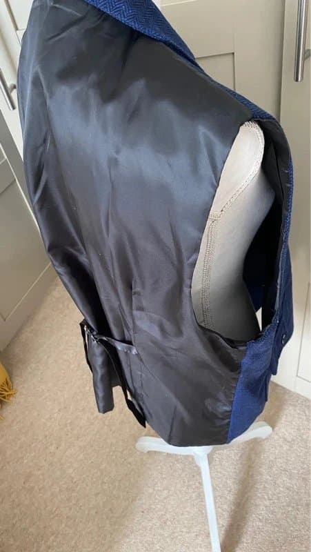 Whatlees Blue herringbone waistcoat / vest