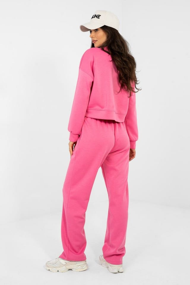 Love Lace Love Lace Women's Embroidered Cropped Sweatshirt Tracksuit Set in Pink - 3