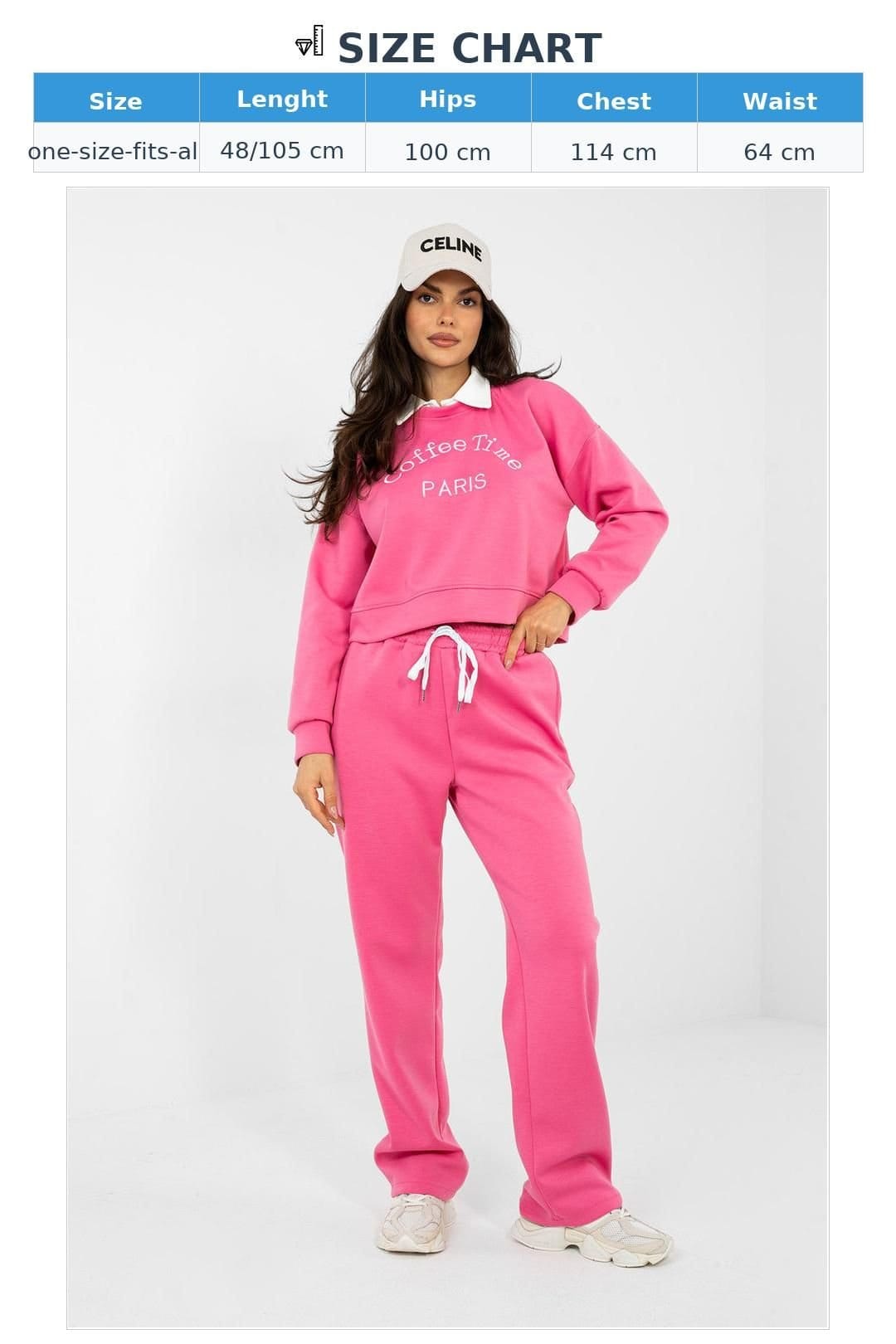 Love Lace Love Lace Women's Embroidered Cropped Sweatshirt Tracksuit Set in Pink - 4