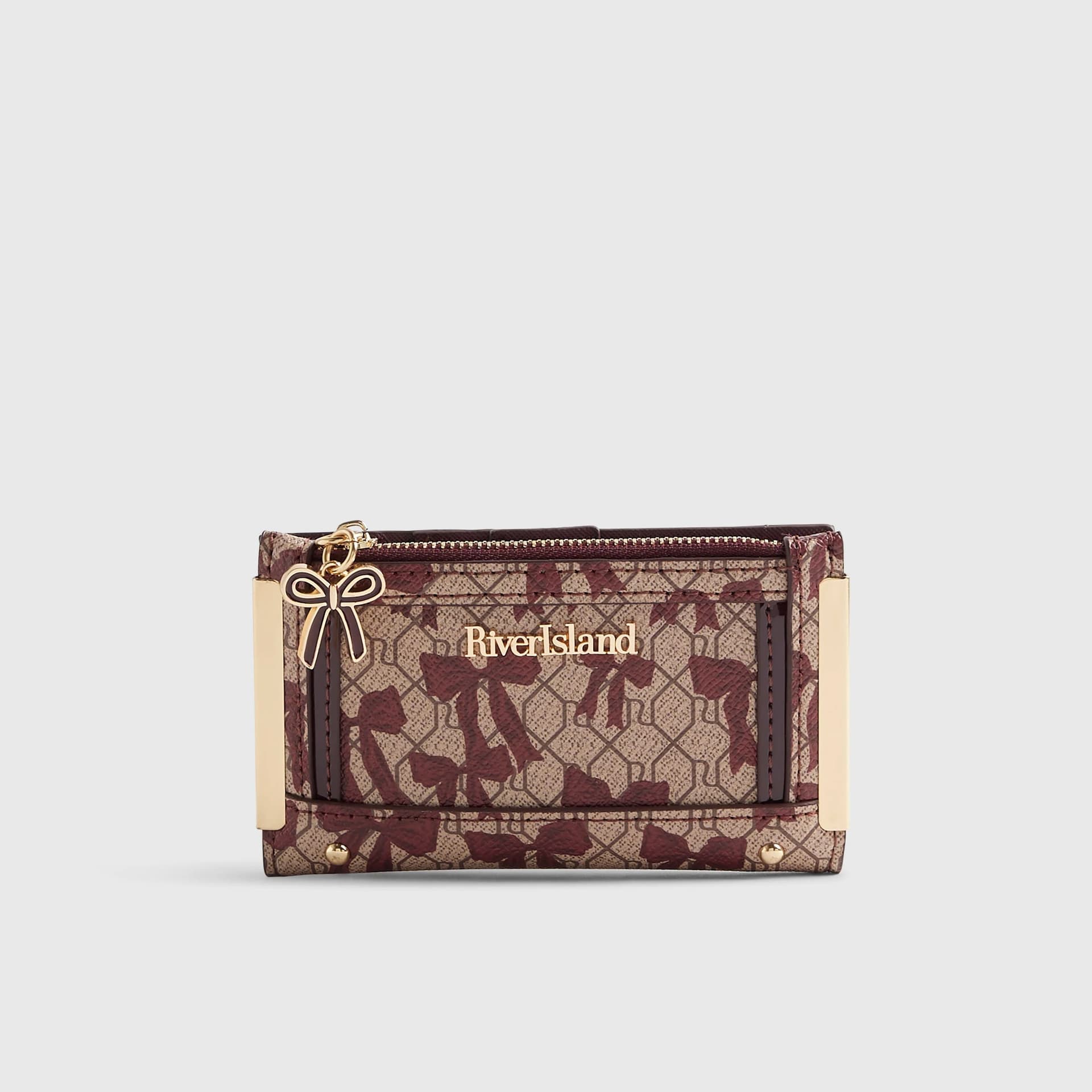 River Island River Island Womens Red Bow Monogram Print Mini Purse