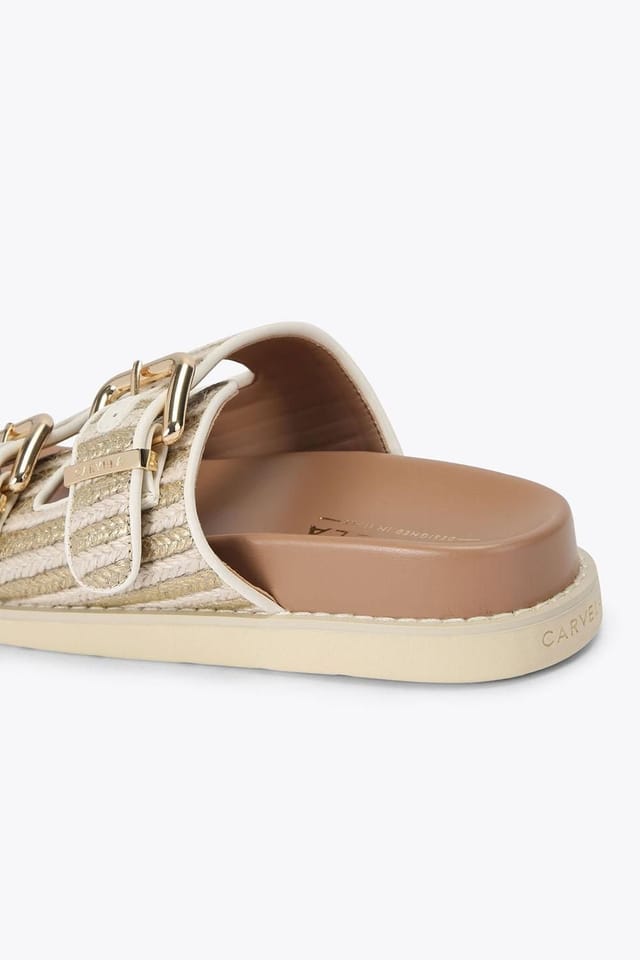 Carvela Carvela Women's 'Soprano Flat' Fabric Sandals in Cream - 3