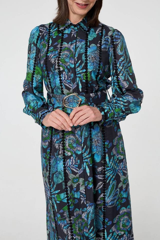 Izabel London Izabel London Women's Printed Embellished Belted Maxi Dress - 2