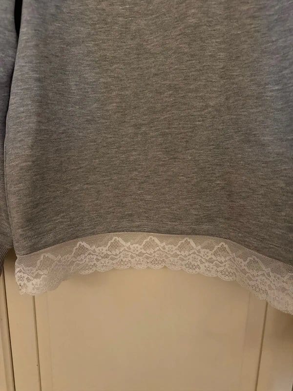 ASOS Grey Lace Trim Sweatshirt Small