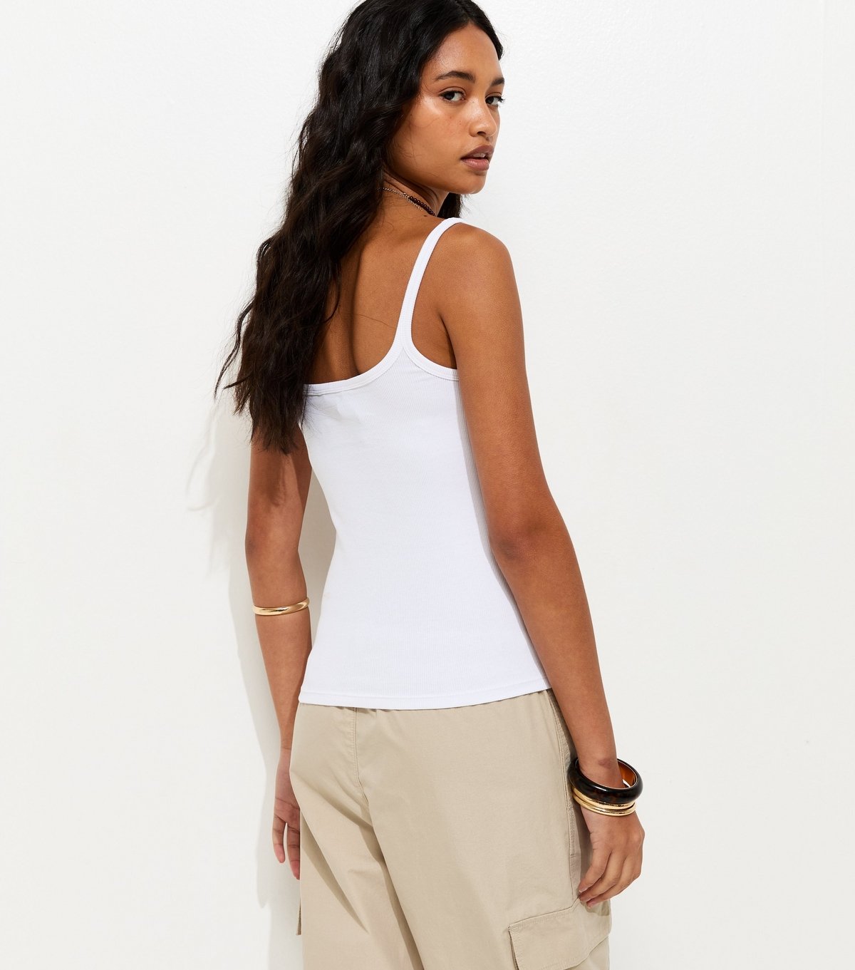 New Look Women's White Ribbed Strappy Cami Top New Look - 4