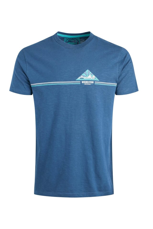 Weird Fish Weird Fish Men's Pyramid Vista Chest Stripe Graphic T-Shirt in Bright Blue - 2