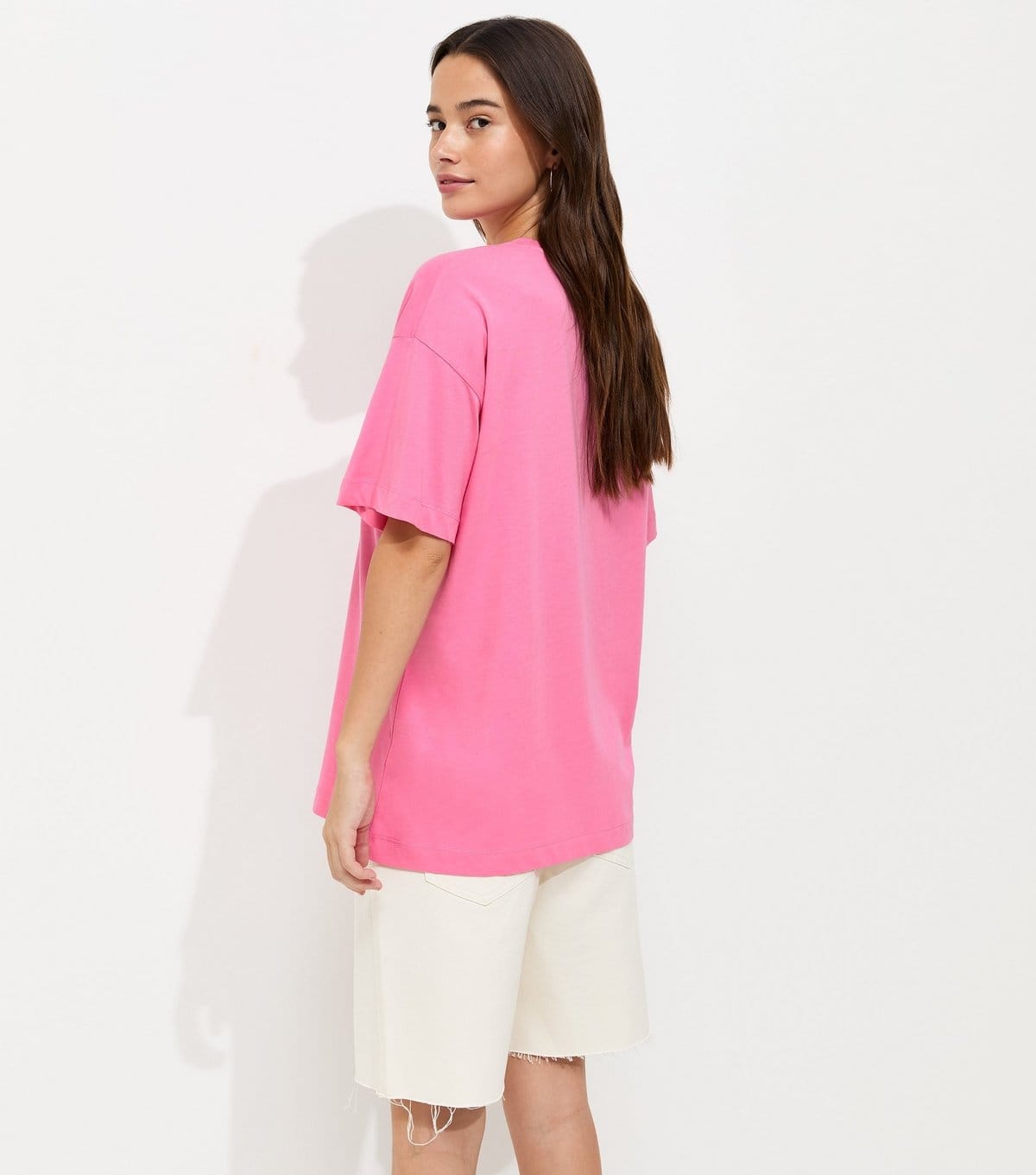 New Look Women's Pink Cotton Santorini Print Oversized T-Shirt New Look - 4