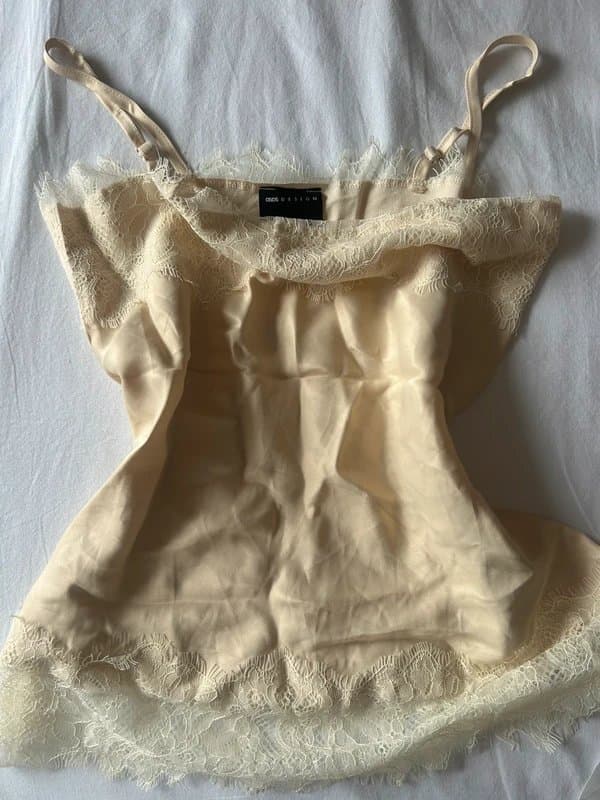 ASOS silk beige satin lacey top
