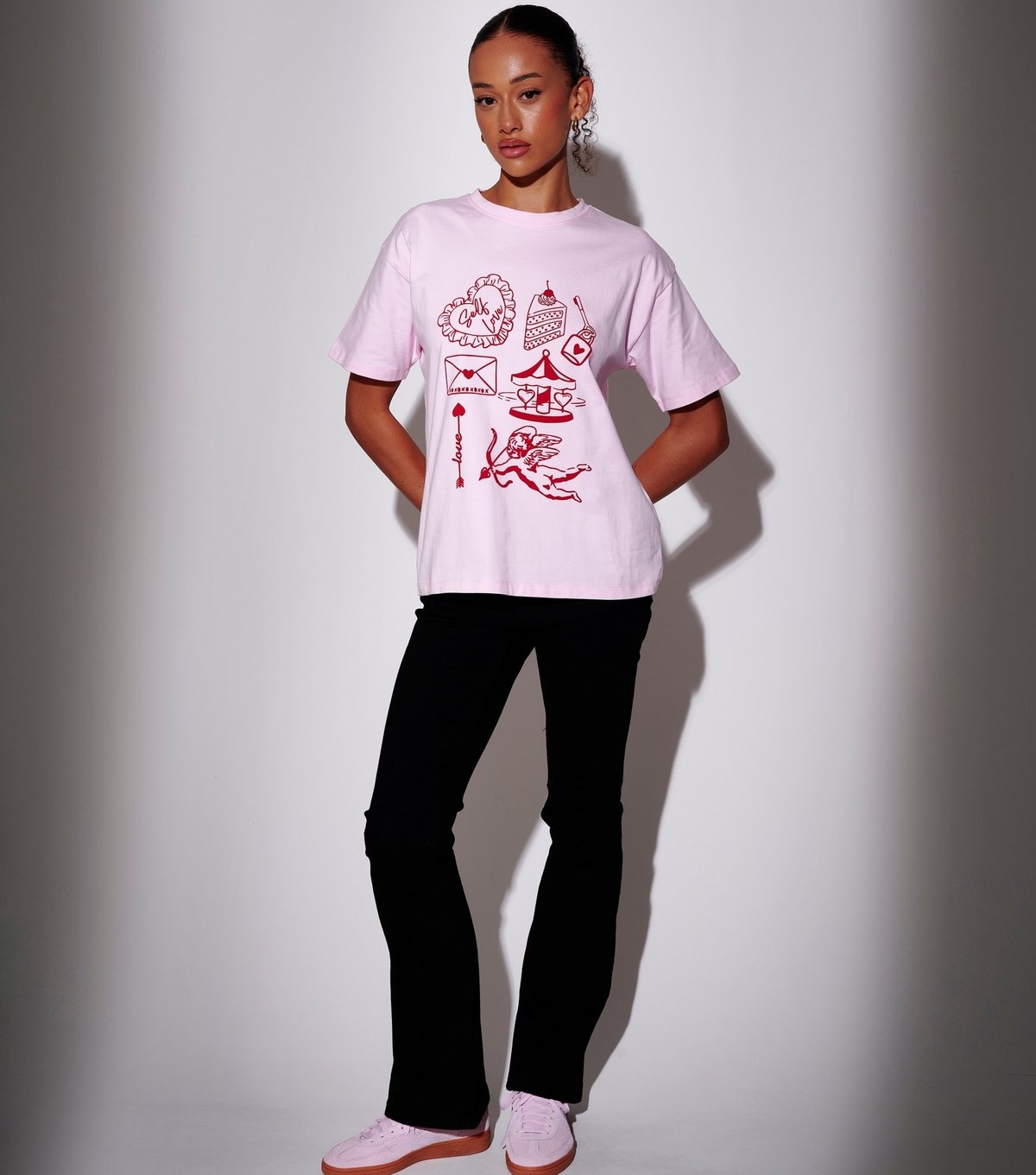 South Beach Women's Light Pink Self Love Oversized T-Shirt South Beach New Look - 3