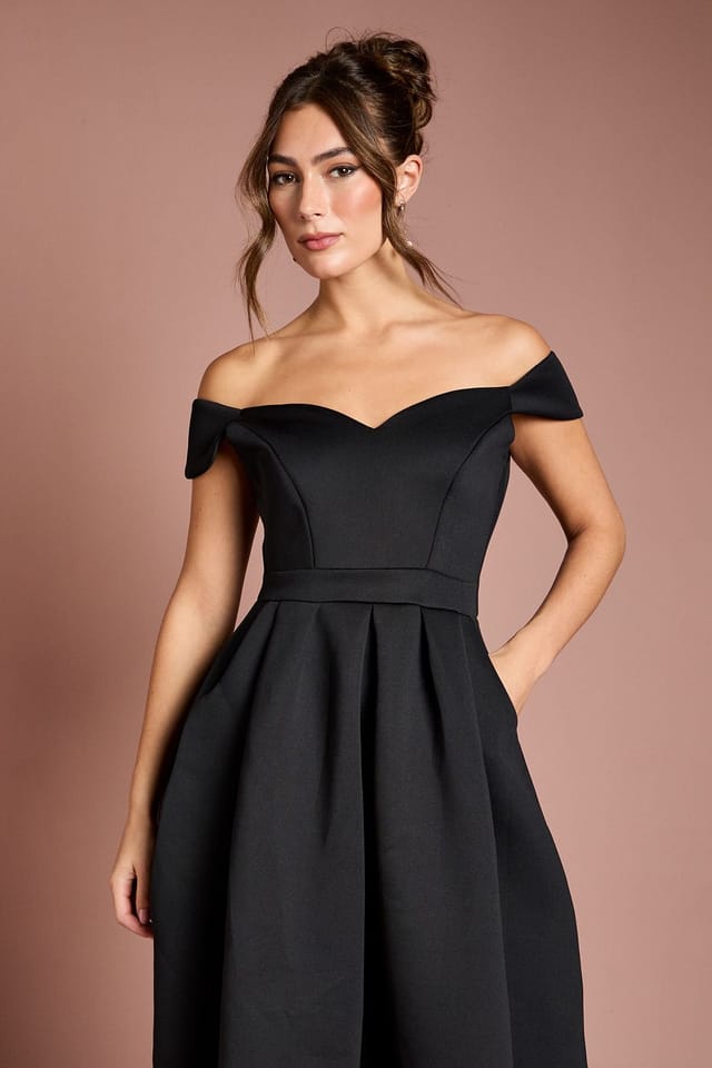 Coast Coast Women's Scuba Sweetheart Neckline Midi Dress in Black - 2