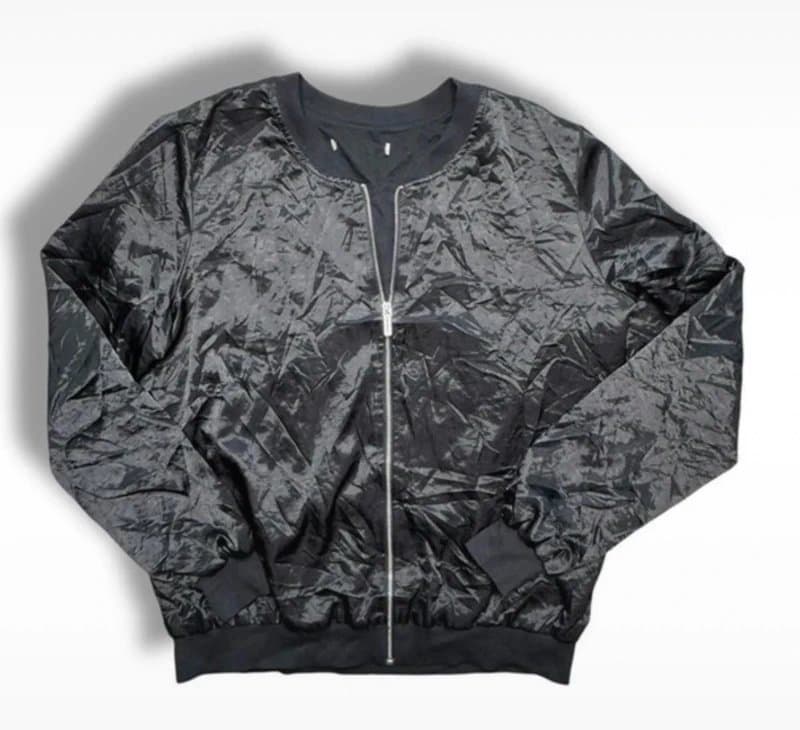 New Look New Look Black Satin Bomber Jacket Women’s Size 10 Y2K