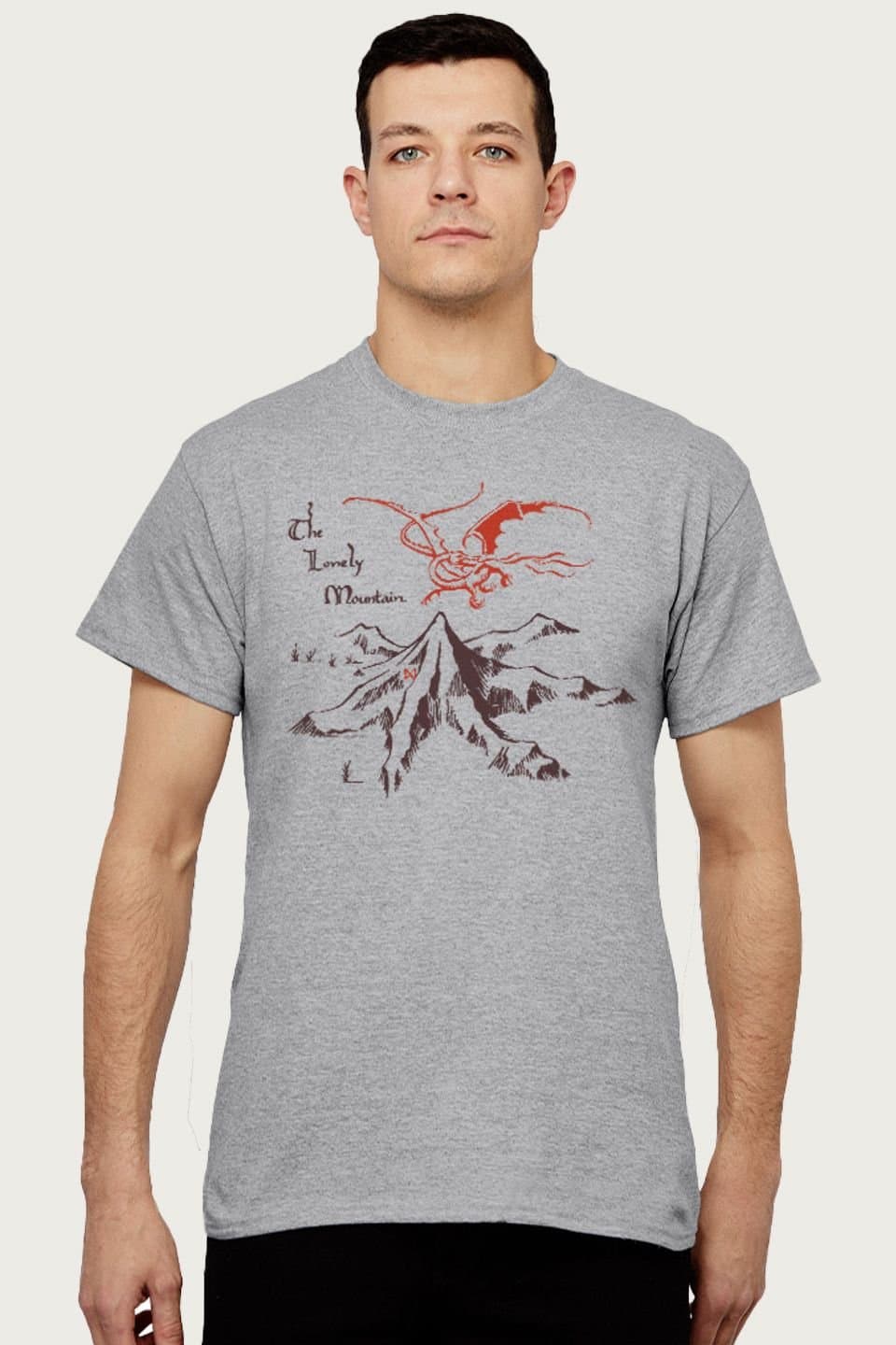 The Hobbit The Hobbit Men's The Lonely Mountains T-Shirt in Mid Grey