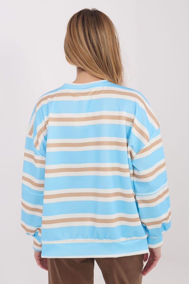 Love Lace Love Lace Women's Striped Viscose Elastane Sweatshirt with Patch Style 222763 in Blue - 3