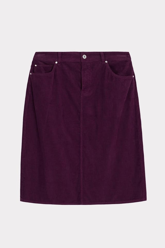 Kettlewell Kettlewell Women's Jamie Cord Knee Length Skirt in Aubergine - 2