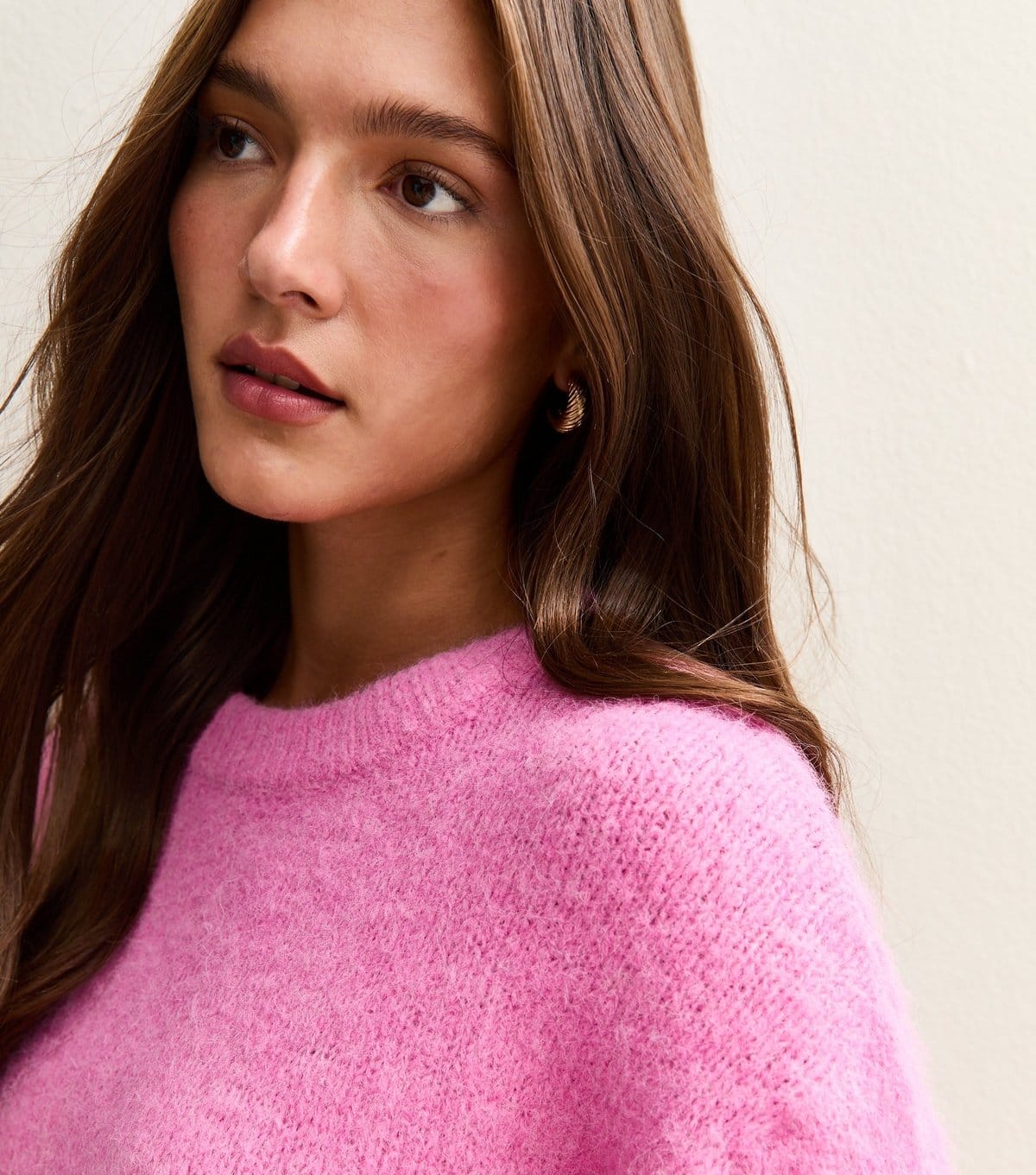Sunshine Soul Women's Pink Crew Neck Cropped Jumper Sunshine Soul New Look - 1