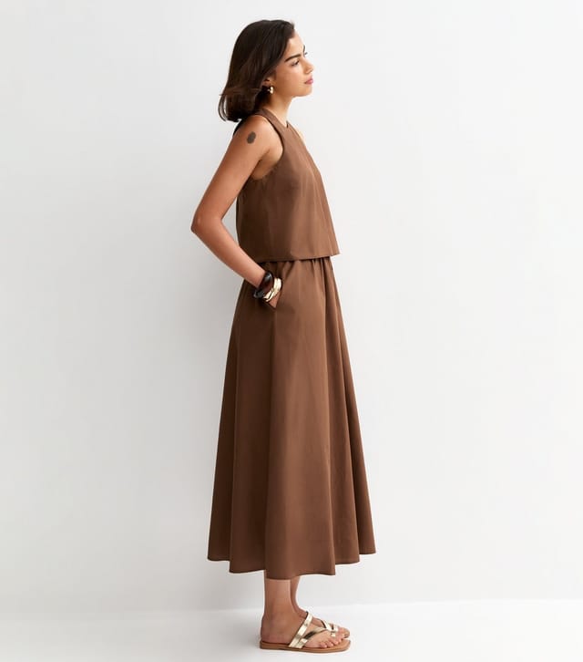 New Look Women's Dark Brown Layered Sleeveless Midi Dress New Look - 3