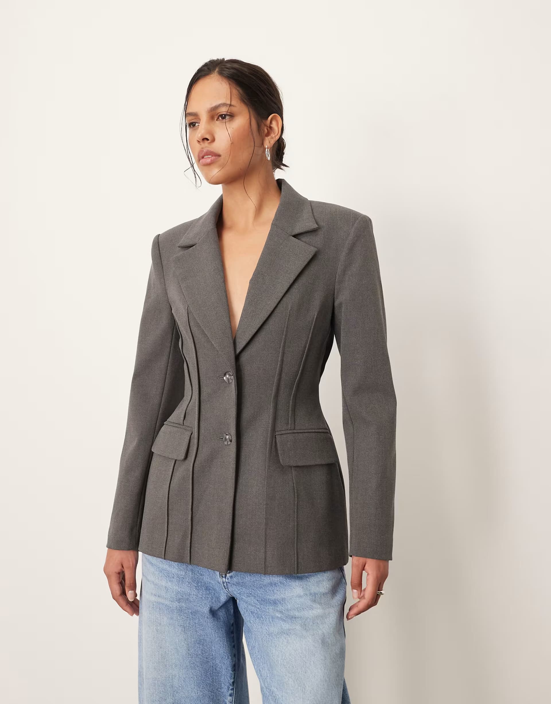 ASOS ASOS Premium Sculpted Blazer in Grey Marl