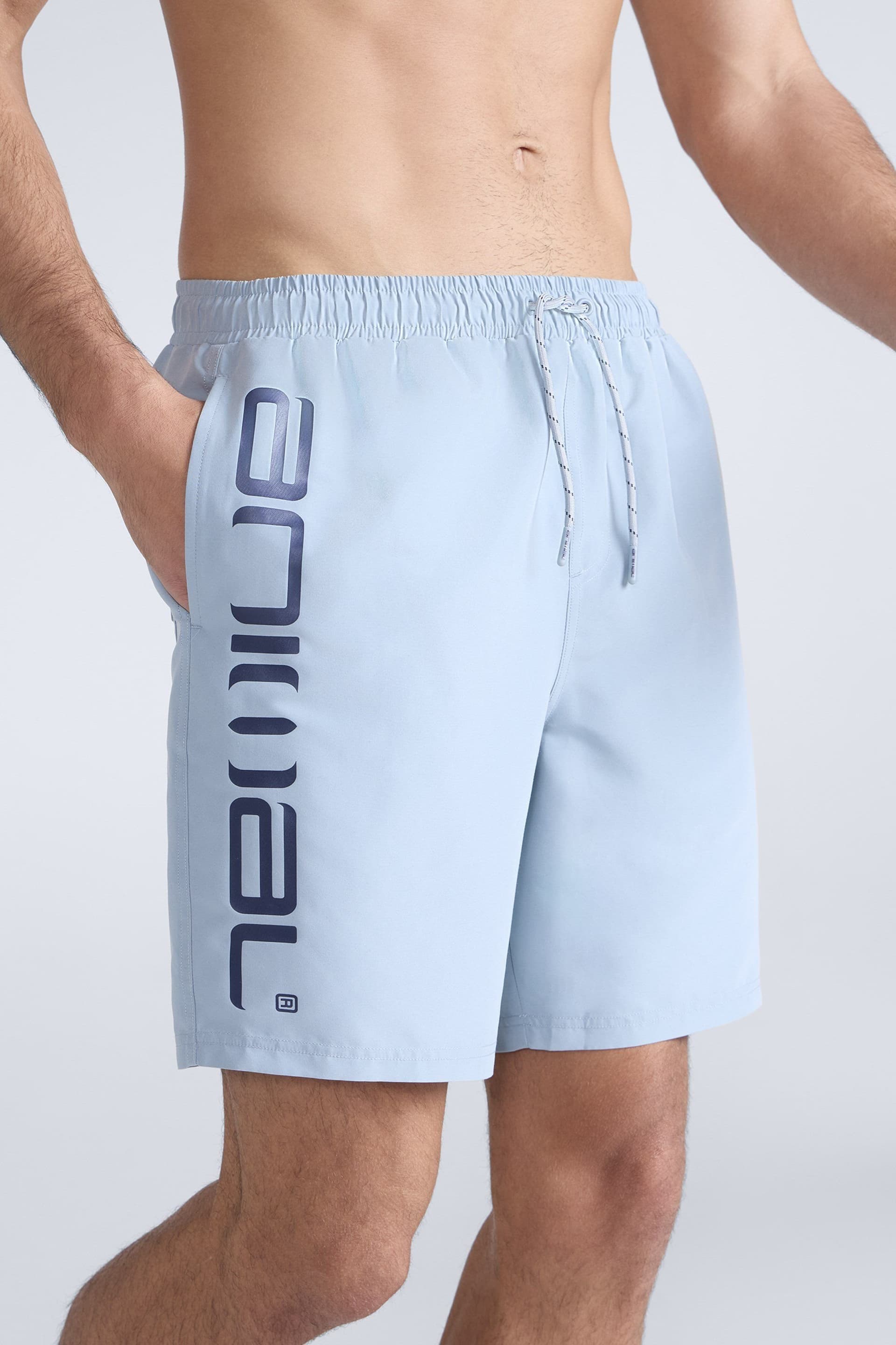 Animal Animal Men's 'Deep Dive' Lightweight Elastic Waist Quick Dry Beach Boardshorts in Pale Blue