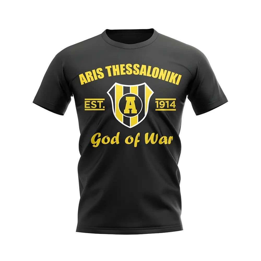 Aris Aris Men's Personalised Thessaloniki Established Football T-Shirt in Black