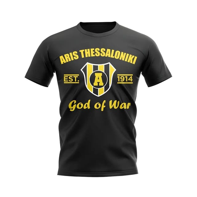 Aris Aris Men's Personalised Thessaloniki Established Football T-Shirt in Black - 2