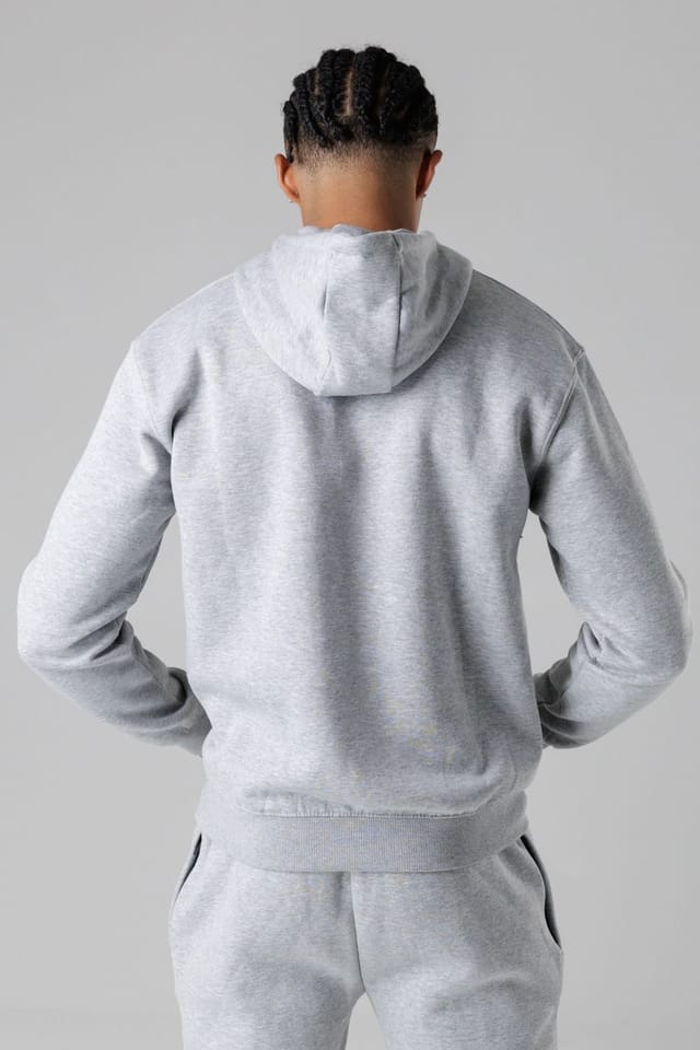 Firetrap Firetrap Men's Cotton Rich Brushed Fleece Hoody with Kangaroo Pocket in Light Grey - 2