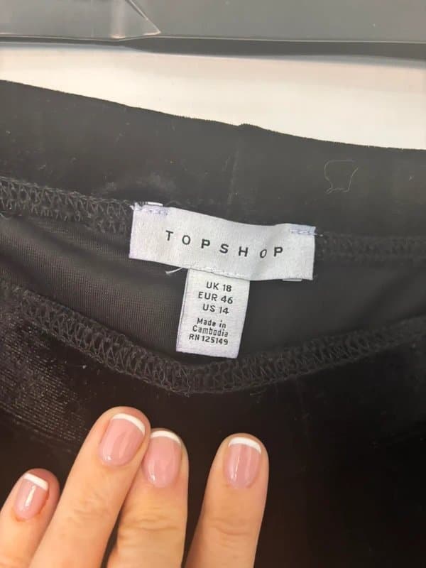Topshop Topshop black flared velvet trousers size 18