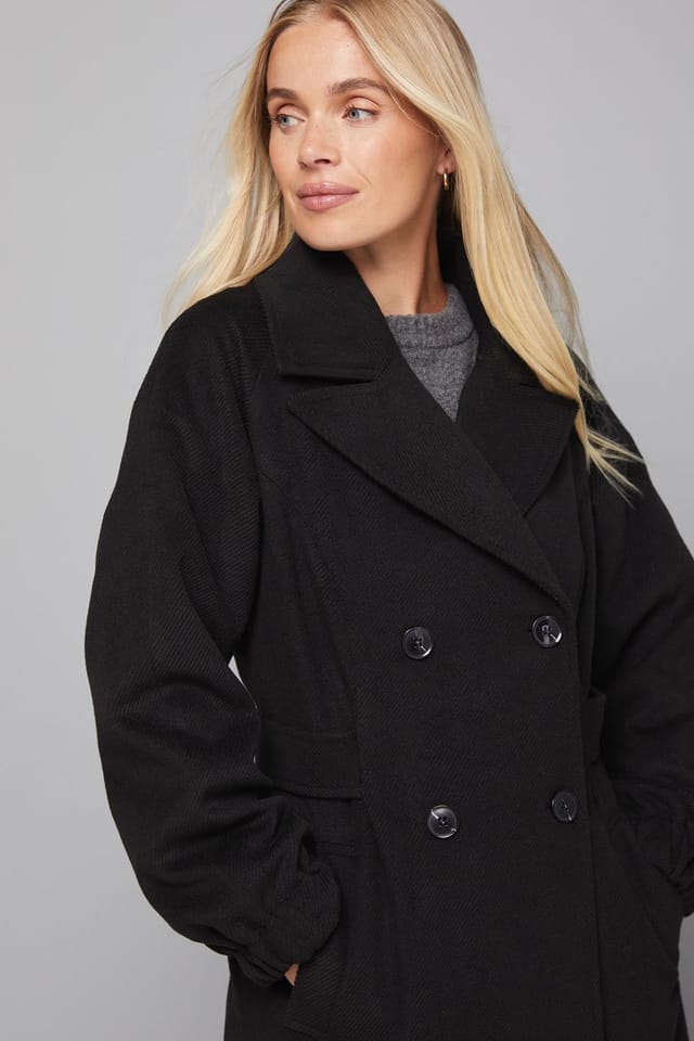 Wallis Wallis Women's Petite Bellow Sleeve Double Breasted Coat in Black - 2