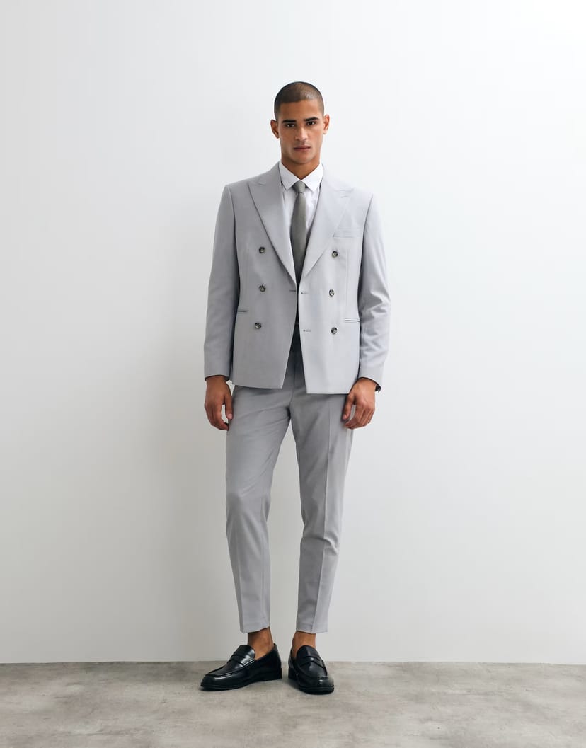 ASOS ASOS DESIGN tapered suit trousers in light grey - 1
