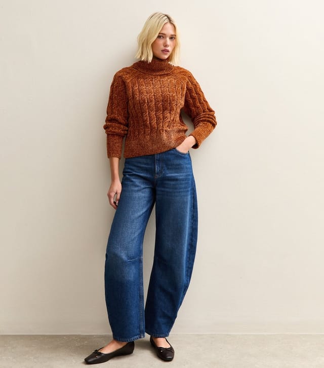 New Look Women's Tan Chenille Cable Knit Roll Neck Jumper New Look - 3