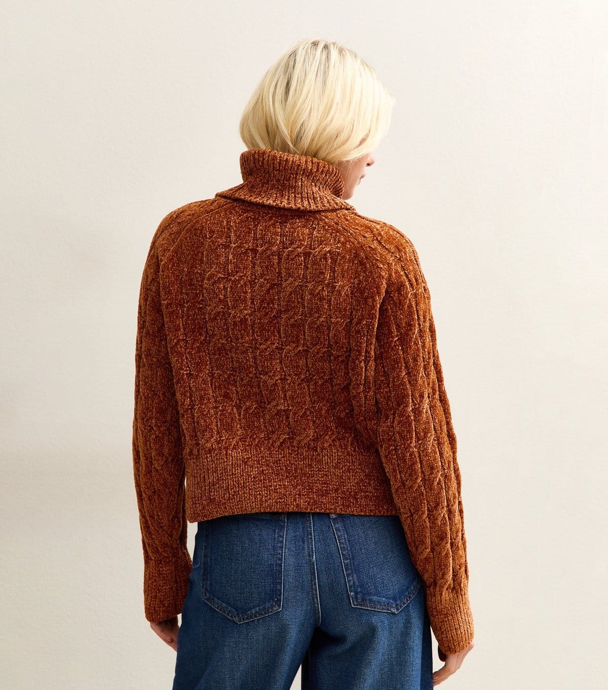 New Look Women's Tan Chenille Cable Knit Roll Neck Jumper New Look - 4