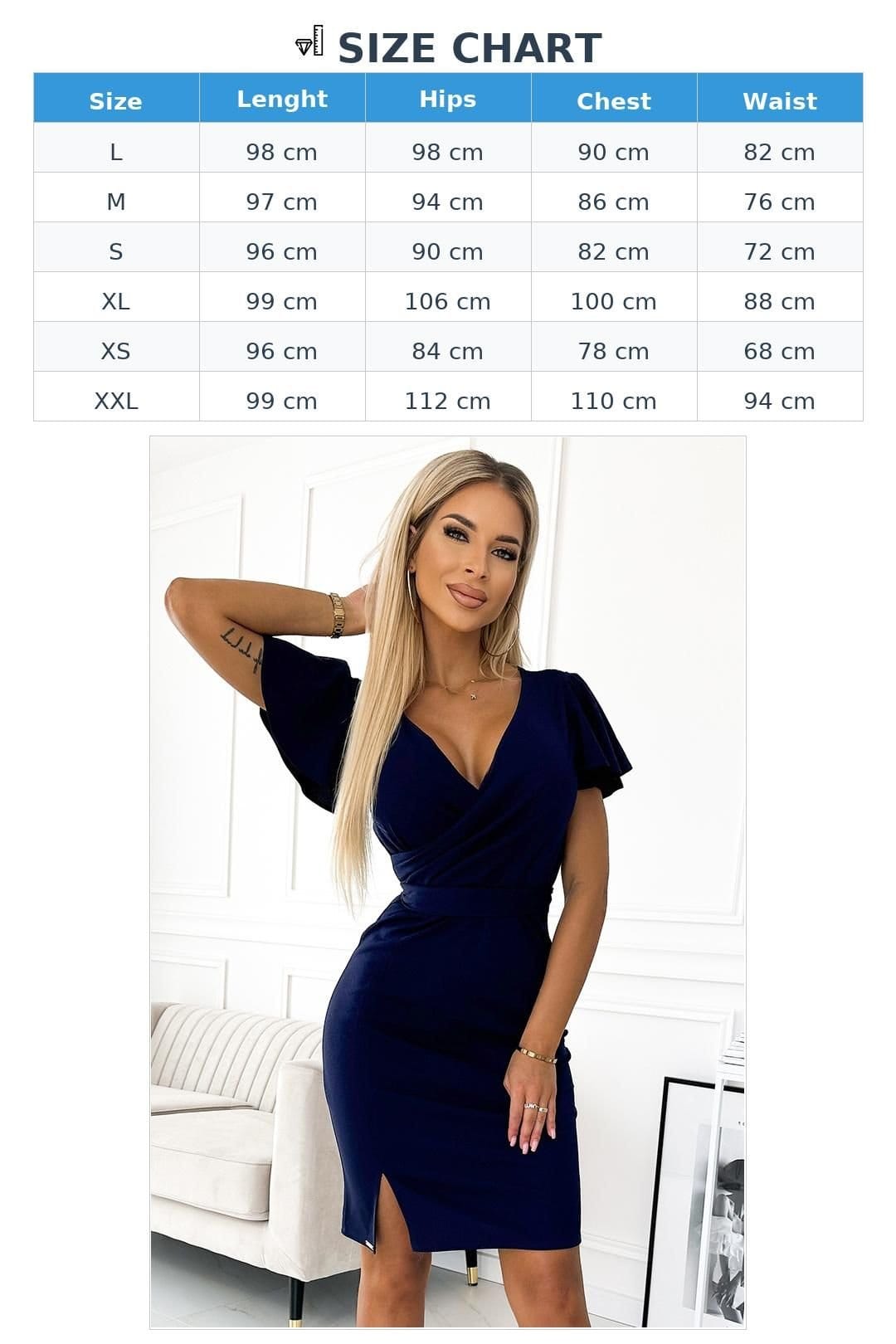 Love Lace Love Lace Women's Navy Cocktail Dress Envelope Neckline Belt - 4
