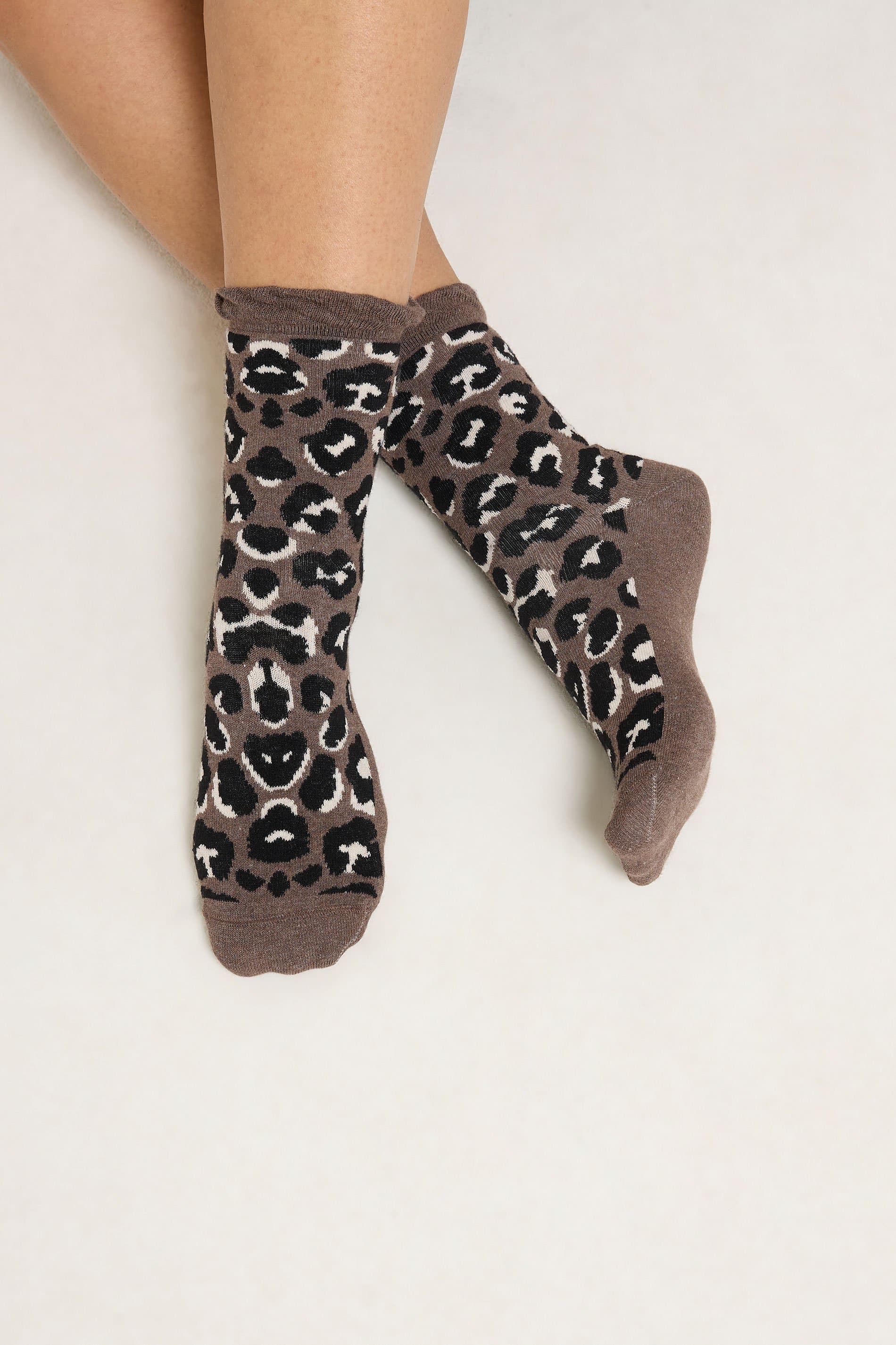 Yours 4 Pack Chocolate Brown Animal Footbed Ankle Socks