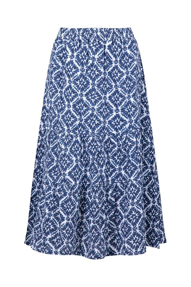 Weird Fish Weird Fish Women's Harini Double Cloth Printed Midi Skirt in Mid Blue - 2