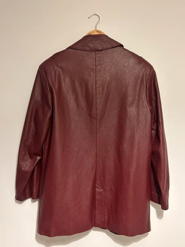 ASOS Design Burgundy Faux Leather Blazer Jacket