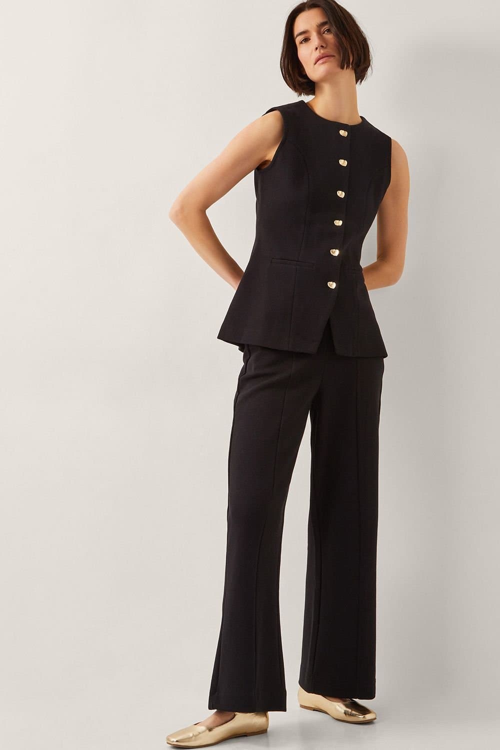Monsoon Monsoon Black Jersey High-Waisted Suit Trousers
