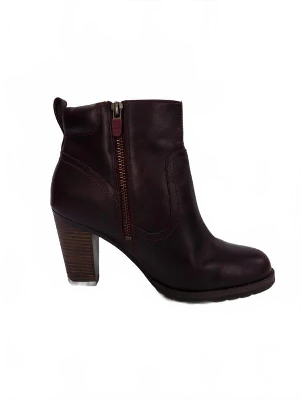 Timberland Timberland Boots Block Heel Uk 6 Womens Burgundy Leather Ankle Zip Earthkeepers