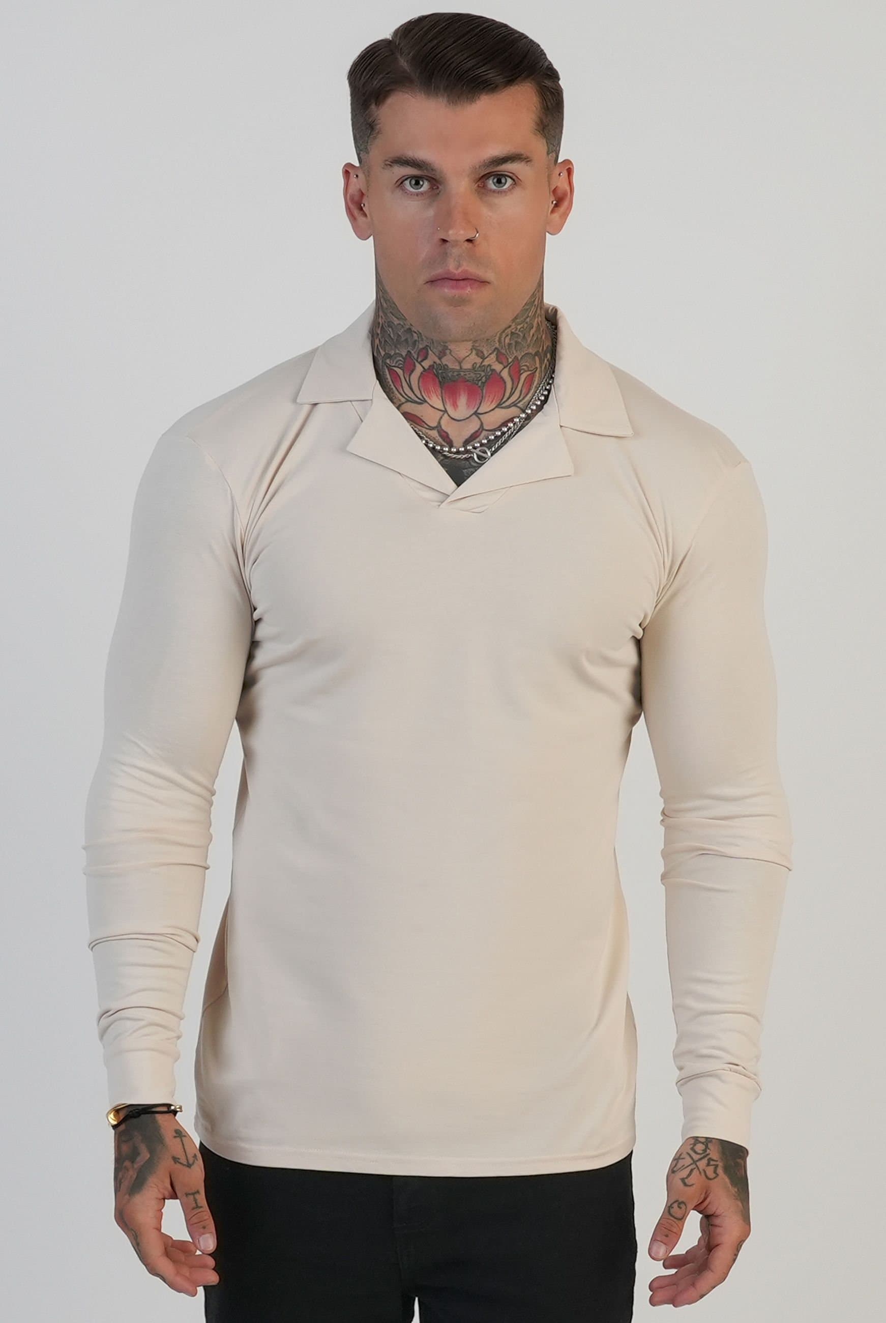SikSilk SikSilk Men's LS Revere Polo in Ecru